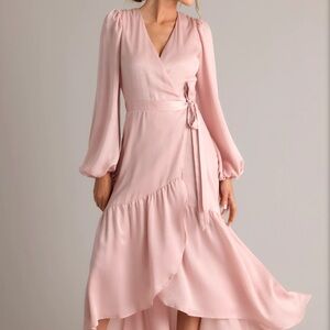 Elegant Pink Wrap Dress